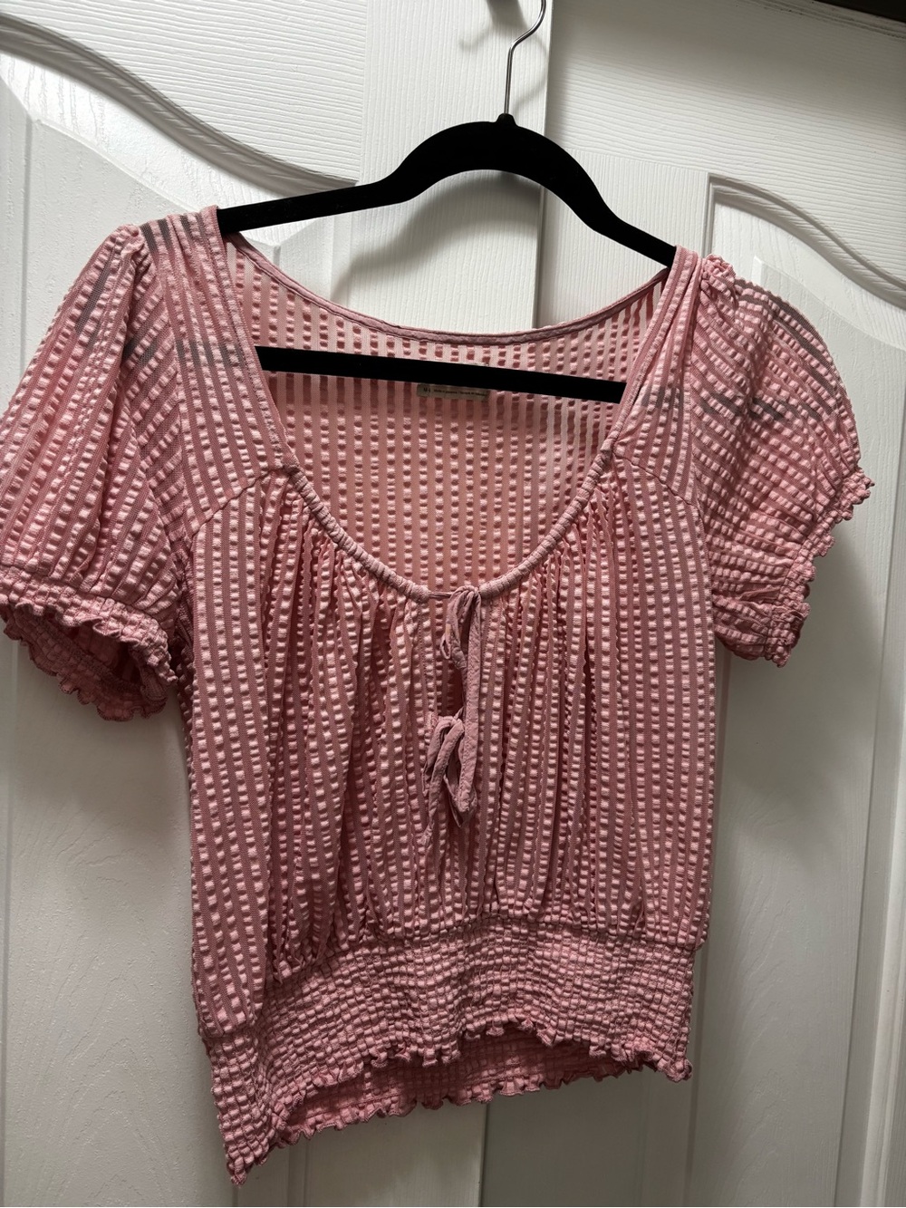 Urban Outfitters Blush Pink Tie-Front Crop Top